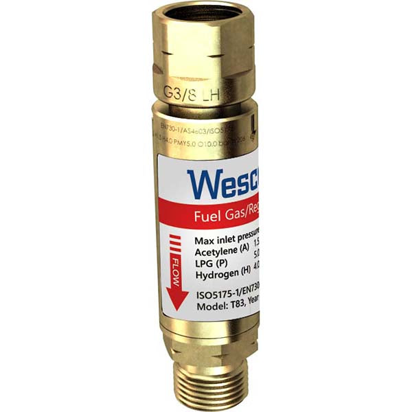 Wescol Type 83 (T83) Regulator Mounted Fuel Gas Flashback Arrestor