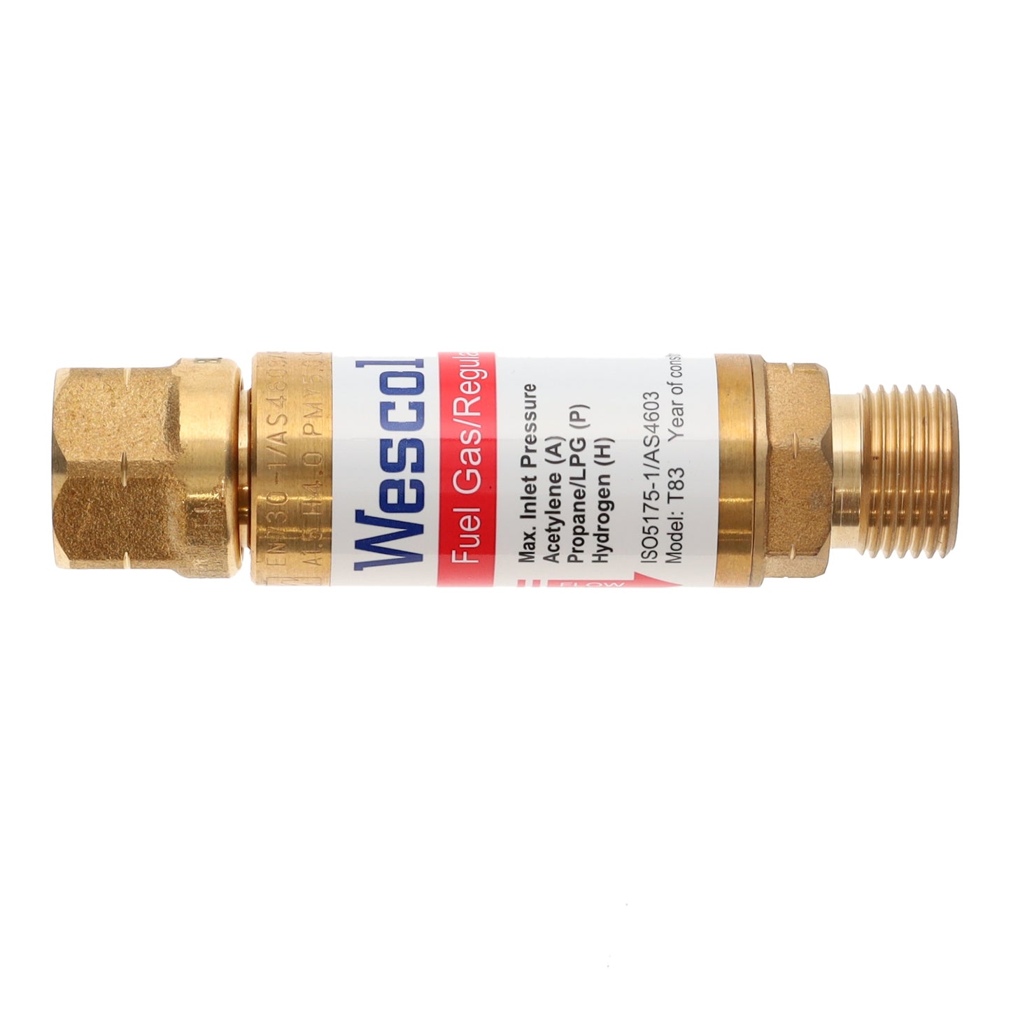 Wescol Type 83 (T83) Regulator Mounted Fuel Gas Flashback Arrestor