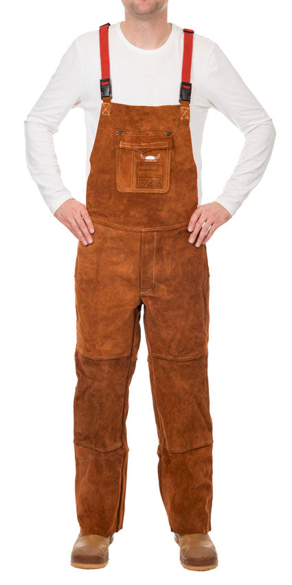 Weldas Lava Brown Class 2 Leather Trousers & Braces