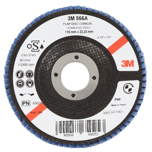 3M™ Conical Flap Disc 115mm x 22mm P040