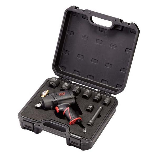 Mighty Seven 1627 Nm 1/2" Twin Hammer Type Drive Air Impact Wrench Kit 11 Pieces