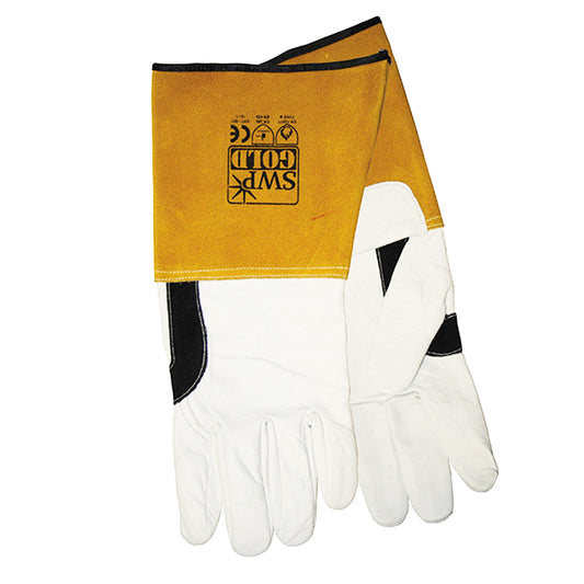 SWP Gold Size 10 Premium Goatskin Leather Split Cuff TIG Gauntlet